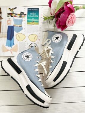 NEW Free People x Converse Run Star Legacy CX Denim Hi Top Platform Sneakers 6.5